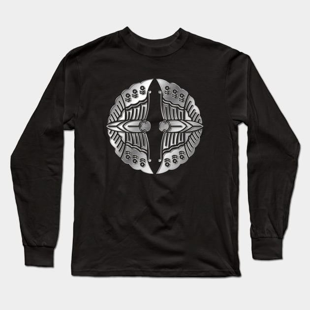 Otani Clan Kamon Silver Chrome Long Sleeve T-Shirt by Takeda_Art